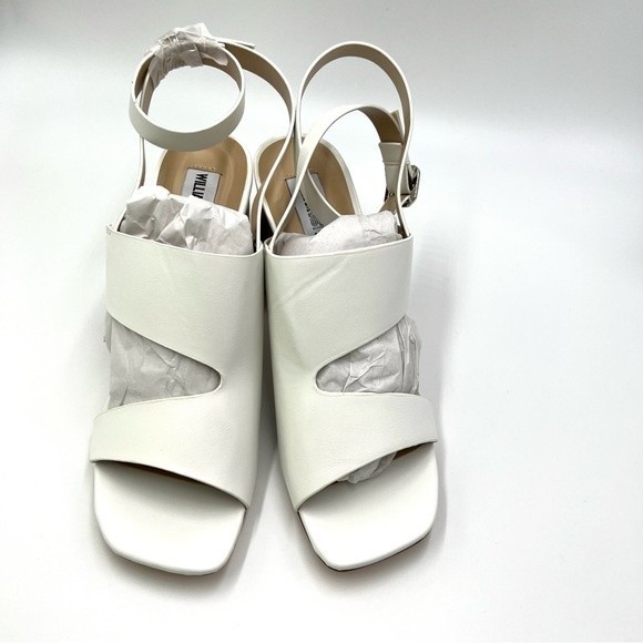 William Rast Women's White Faux Leather Asymmetrical‎ Open Toe Heels Shoes 8.5 - Picture 3 of 14